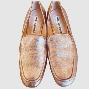 KARL LAGERFELD metallic leather loafers (7M)